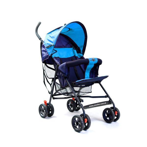 Wózek dziecięcy typu parasolka z wielopozycyjna budką - niebieski