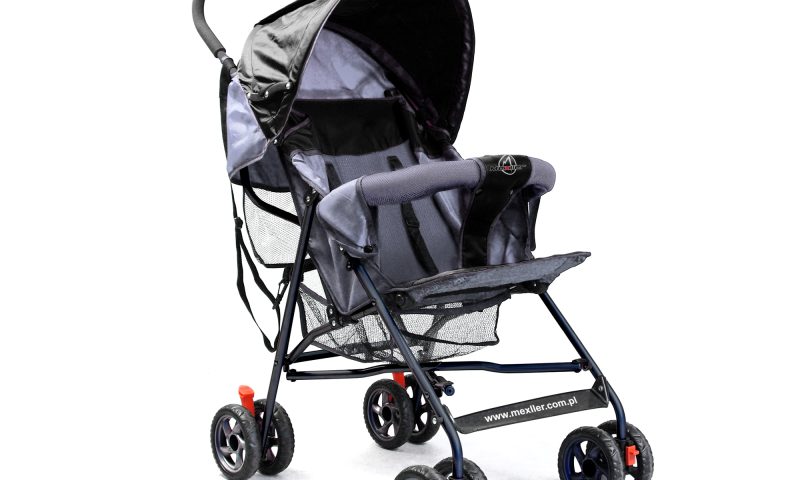 Wózek dziecięcy typu parasolka z wielopozycyjna budką - szary